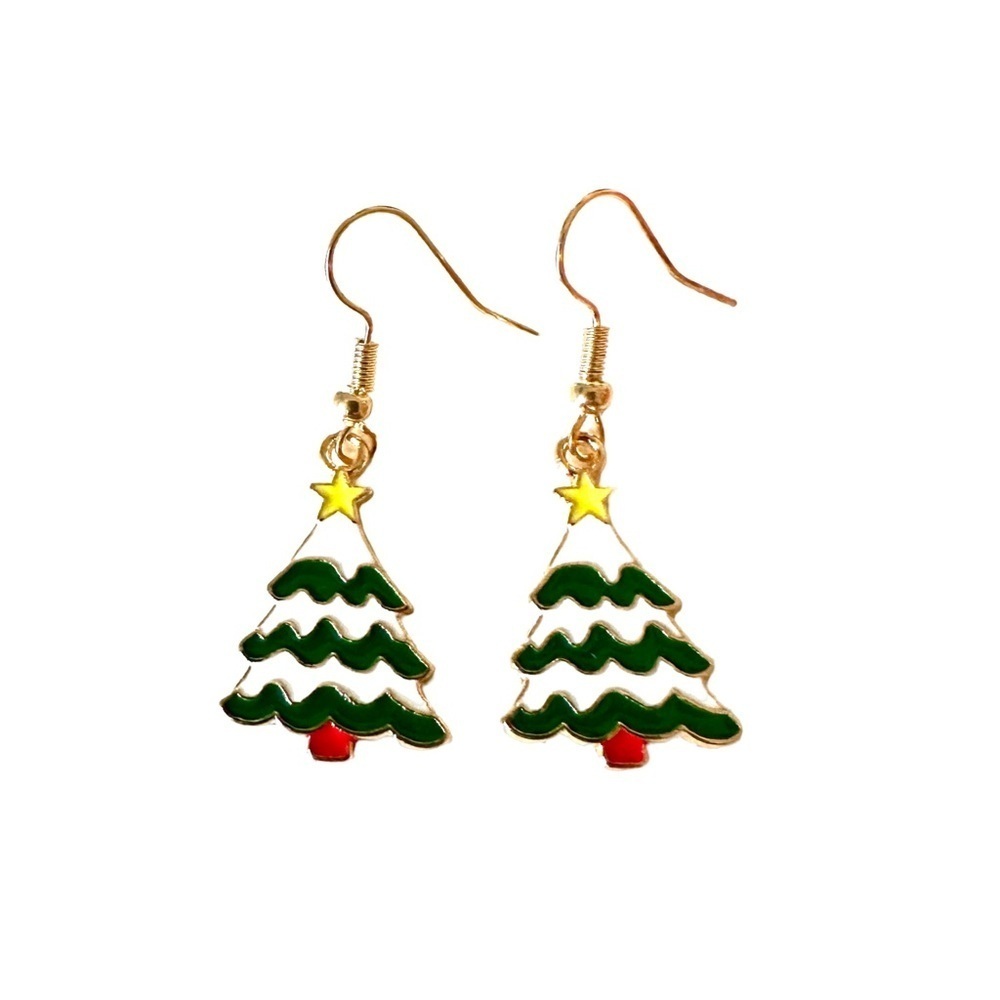⭐️ 5 for $25 Christmas Tree Hoop Earrings Gold Tone Holiday - Picture 2 of 7